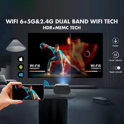 BT 5.0 Bluetooth Mini taşınabilir projektör, çok açılı ayarlama ile Ana nokta düzeltmesi ve LED ışık kaynağı ekran çip
