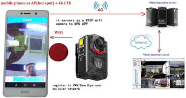 2 inç Ekranlı 1080 P Gece Görüş Suya Dayanıklı Vücut Kamerası 3600 Mah Pil