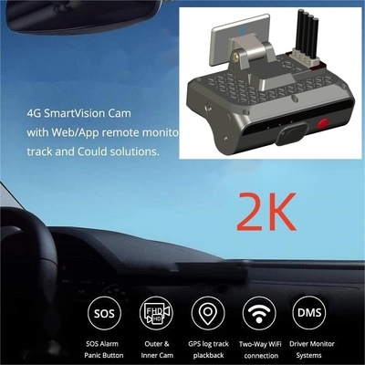 2K HD 4 kanallı AI Dashcam Araç DVR siyah kutusu ADAS DSM 4G SOS GPS ile