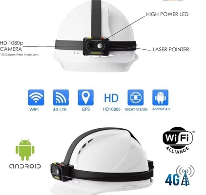 4G Wifi AI Güvenlik Kask Kamera 1080P 30fps / 720 30fps GPS Canlı Akış Hardhat