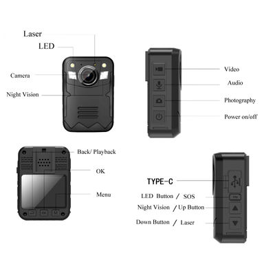 2 İnç GPS Kişisel Mini vücuda takılan kamera, Çift Kamera lens kaydı ile