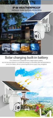 5MP CCTV Kablosuz 4G PTZ Kamera Solar 18650mAH PTZ WIFI IP Kamera