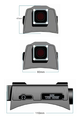 Dökülen askeri Taktik Güvenlik Kask Kamera Çift Lensli H.265 HDMI Su Geçirmez